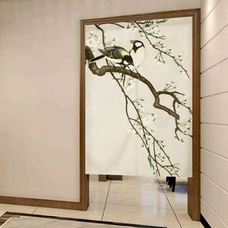 Китайская дверная занавеска с цветами и птицами для дома спальни кухни