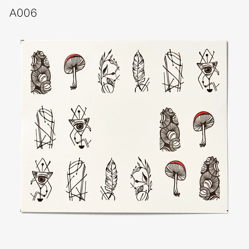 Наклейка для дизайна ногтей цветок черная линия Переводные картинки Необычные