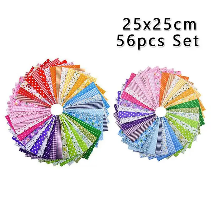 

56Pcs Square Fabric Bundle Cotton Patchwork DIY Sewing Quilting Cloth Fabric Wholesale