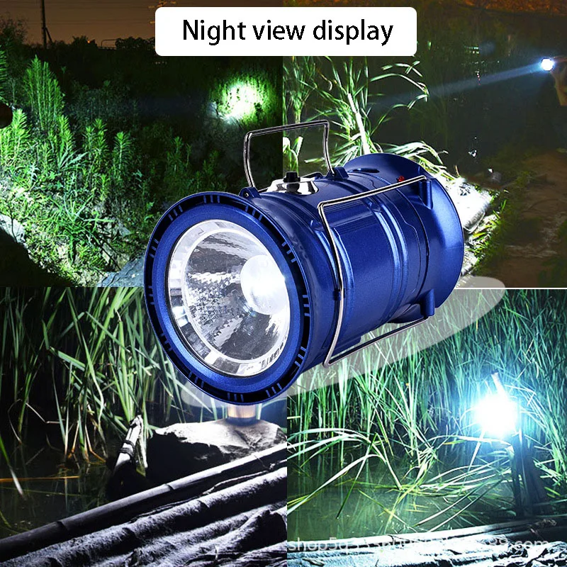 

Blue Outdoor Tent Lamp Portable Solar LED Camping Light USB Rechargeable Bulb Lanterns Emergency Lights For BBQ Hiking Drop Ship