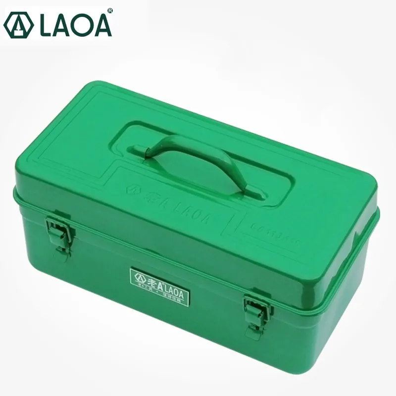LAOA Tool Box Thicken Hardware Large Capacity Iron Toolkit Tools Metal Storage Case With Inner Layers