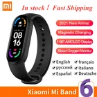 100% Оригинальный Смарт-браслет Xiaomi Mi Band 6, 5 цветов, AMOLED экран, Miband 6, фитнес-трекер с кислородом в крови, водонепроницаемый смарт-браслет