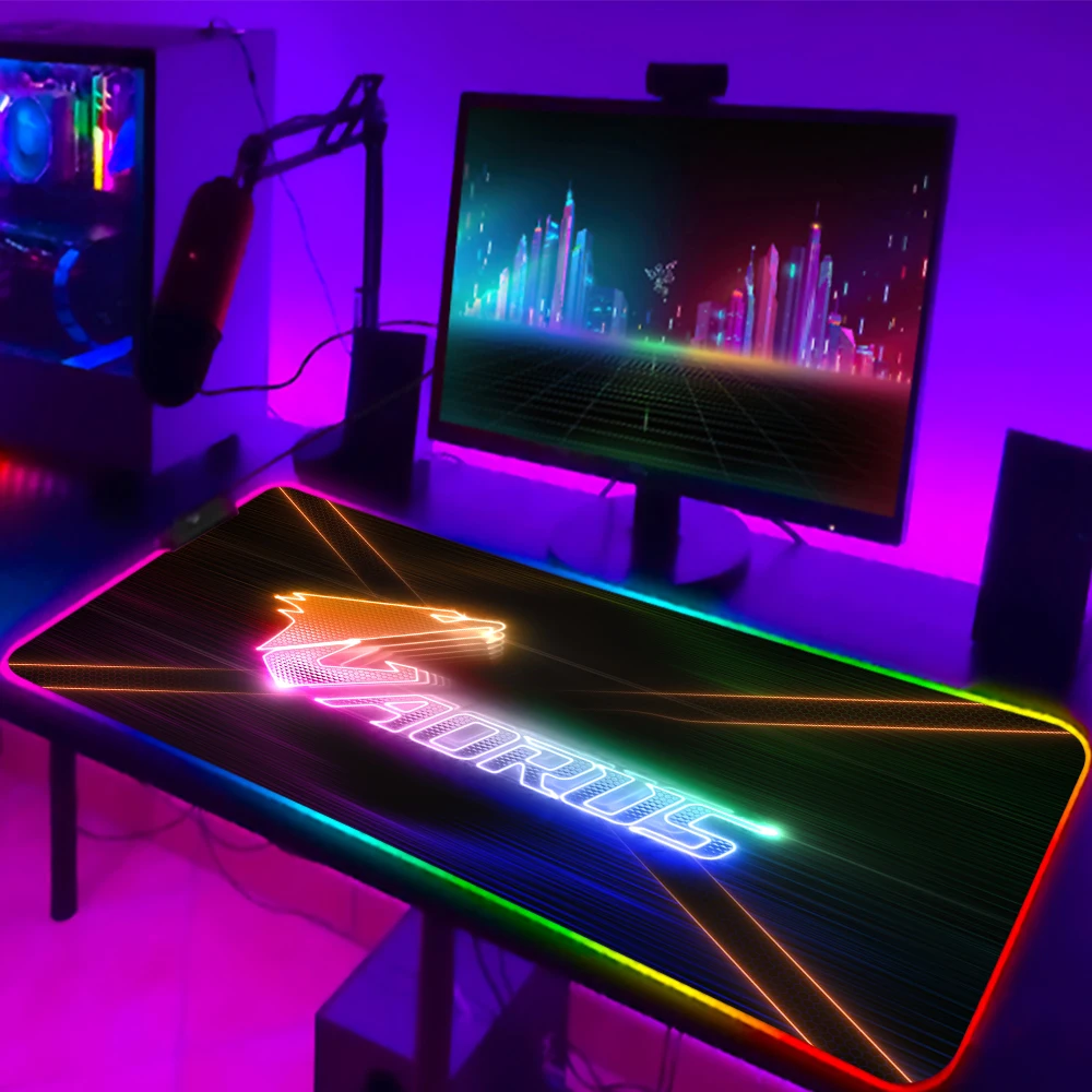 

RGB Mouse Pad Aorus Gaming Computer Large Mousepad Keyboard Backlit XXL LED Gamer Mause Pad Carpet 900x400 CS GO LOL Desk Mat