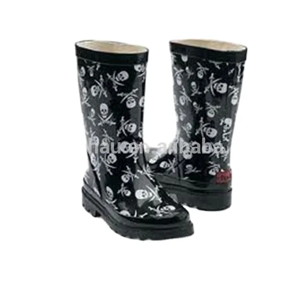 

cheap protection skull fashion ladies rubber boots wellies for women