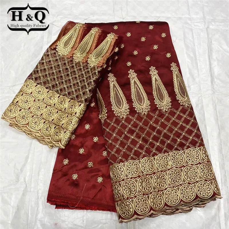 

H & Q розовая кружевная ткань 2021 Высококачественная африканская Кружевная Ткань 5 ярдов с золотыми блестками Тюль Вышивка индийское сари Дуб...