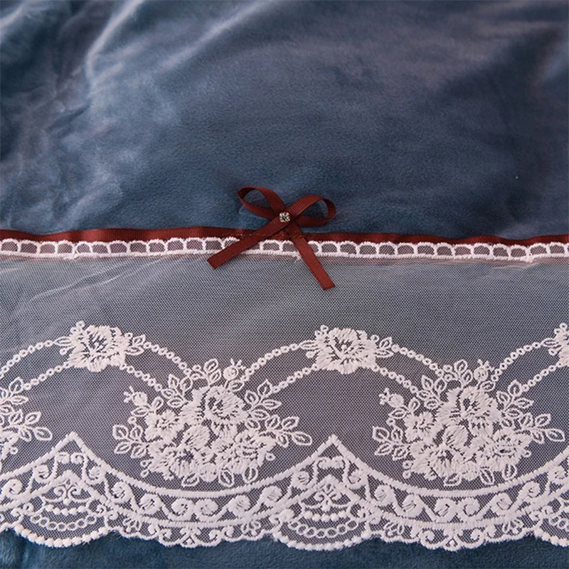 OLOEY зимний теплый кружевной фланелевый Комплект постельного белья с кристаллами