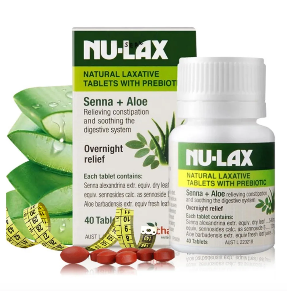 

Australia NuLax Natural Laxative Tablets with Prebiotic Constipation Treatment Overnight Relief Stimulating Bowel Evacuation