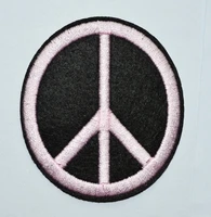1x pink black peace sign symbol hippie retro boho flower power love applique iron on patch %e2%89%88 5 5 6 2 cm