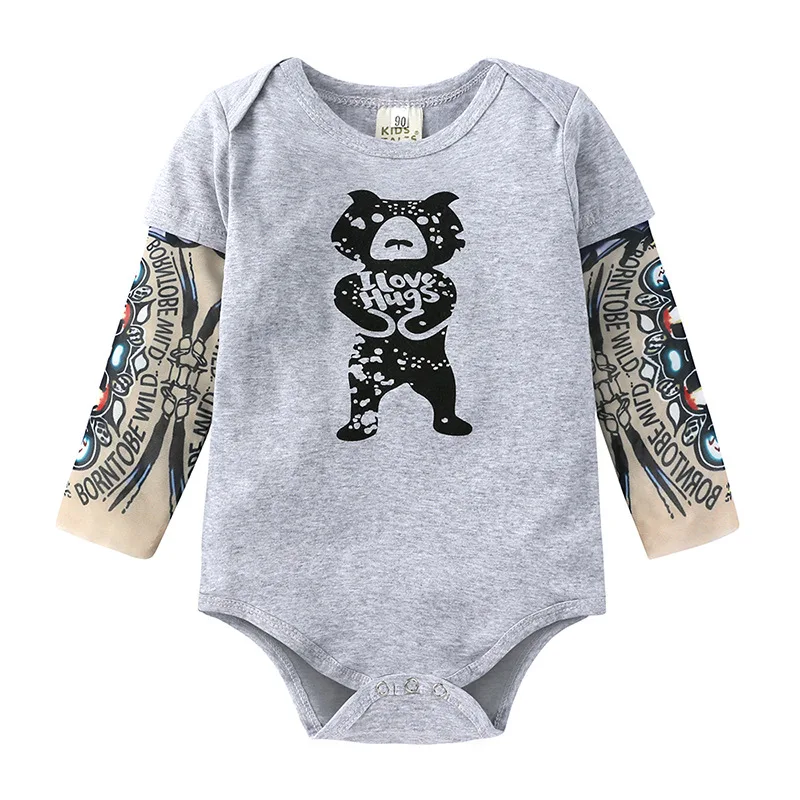 2021 New Fashion Toddler Boys Tattoo Sleeve Onesie Infant Bodysuit Long Sleeves Tops Cartoon Baby Clothes 3 6 9 12 18 24 Months | Детская