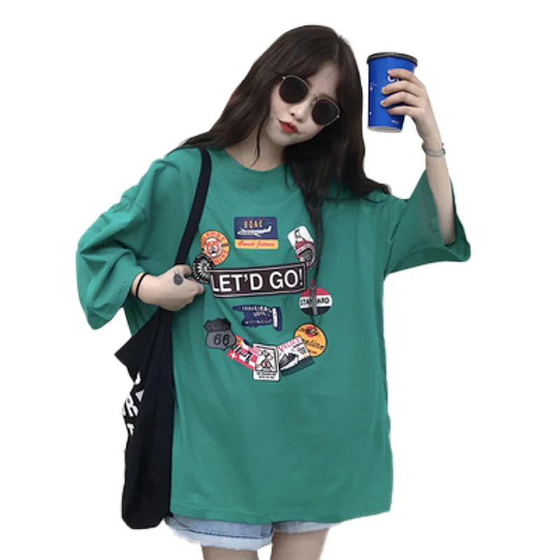 

Combed cotton 2020 summer new of medium and long women's short sleeve T-shirt women's clothing best
