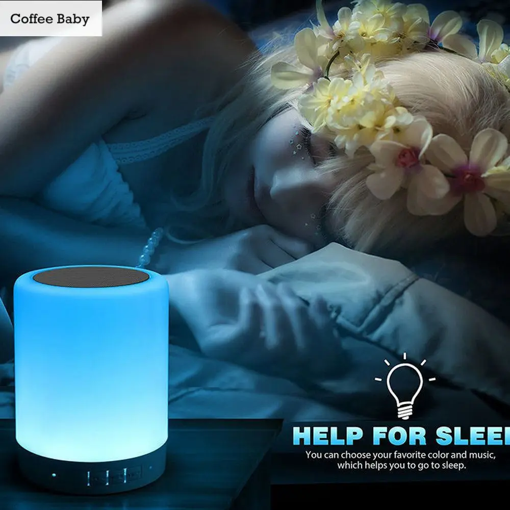 

Portable Touch Desk Lamp Wireless Bluetooth Speaker with Colored Lights Flashing Cute Subwoofer Gift for Friend Teacher Student
