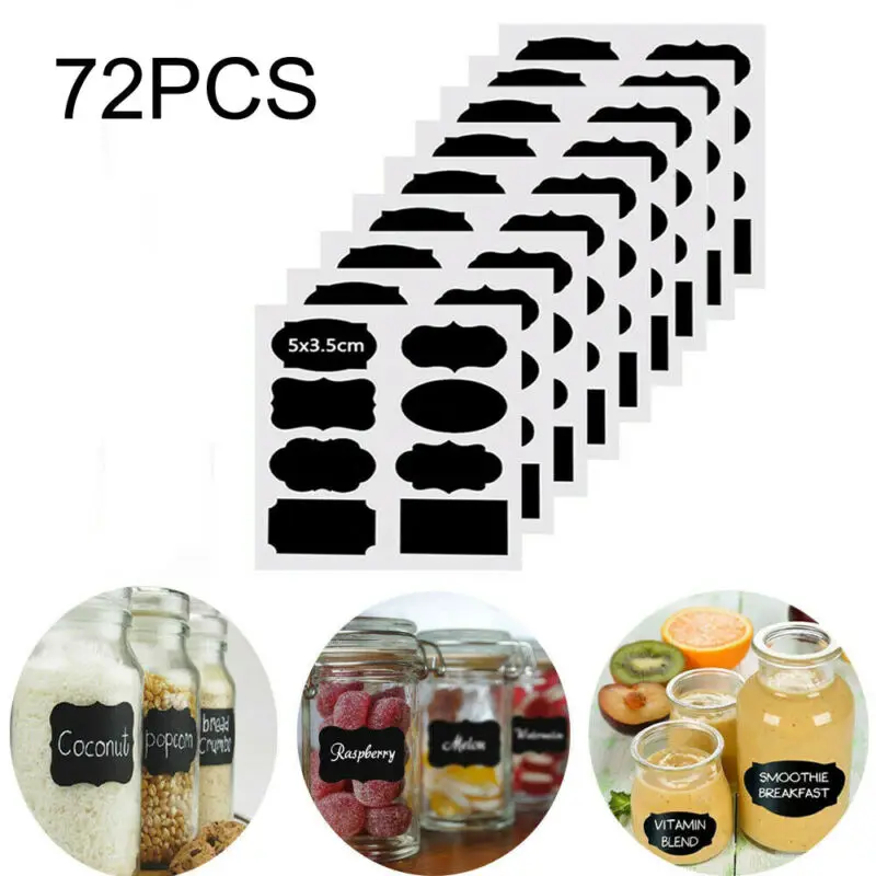 

36pcs/set Waterproof Jars Stickers Kitchen Label Stickers Spice Sticker Storage Organizer Bottles Chalkboard Tags Wall Stickers