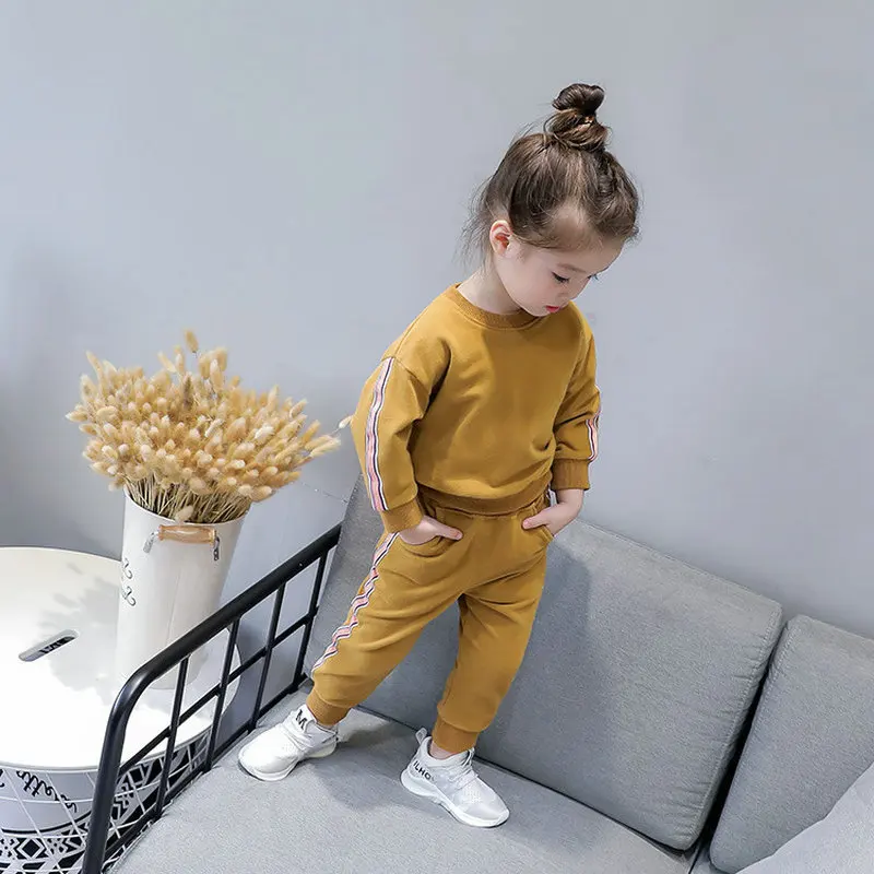 

2018 spring new girl casual clothes set sweatshirts+pants 2pcs sets kids girls children tracksuit