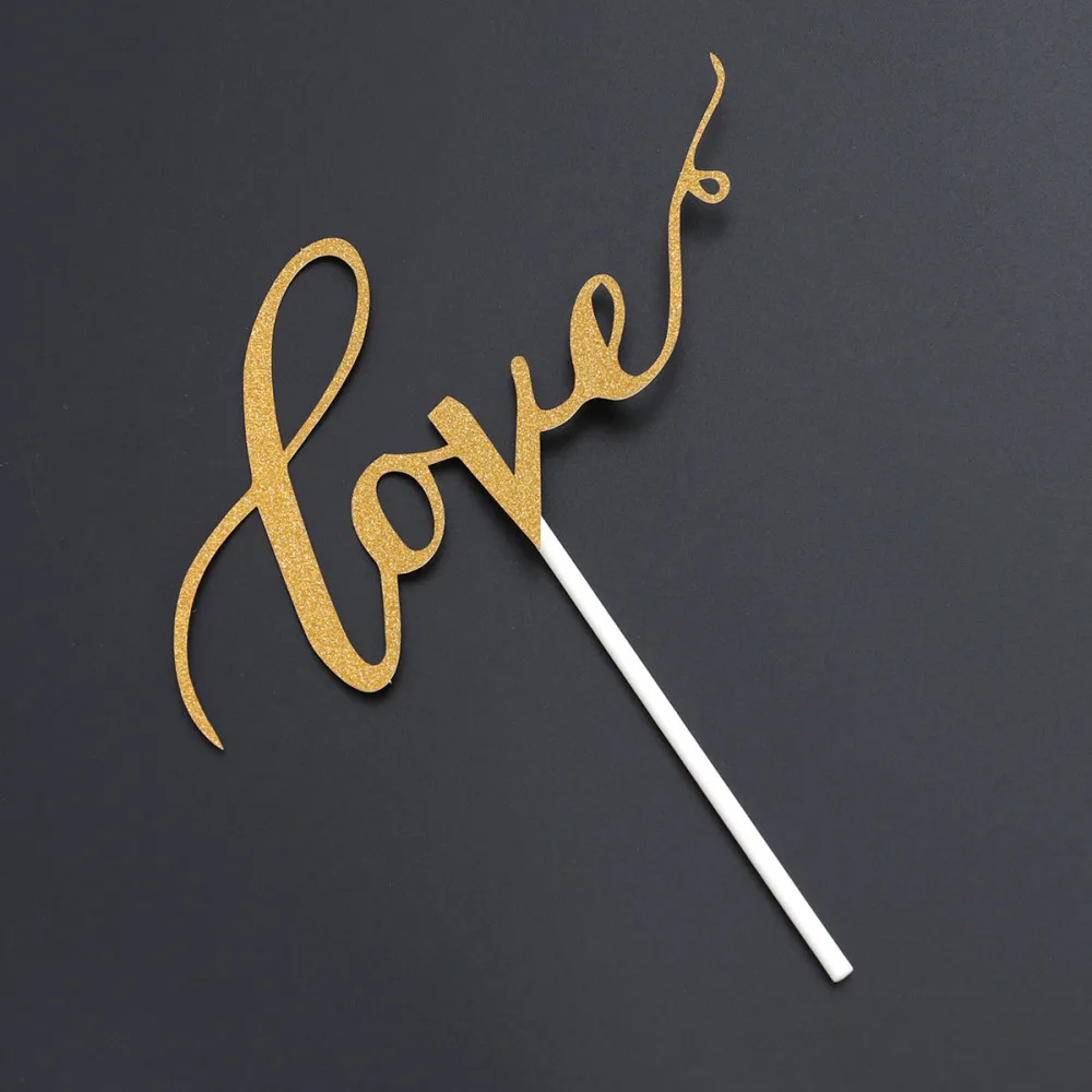 10 шт. Топпер для торта LOVE блеск Бумага торт выбирает украшения свадьбы Обручение