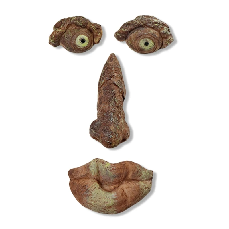 

2021 New Bark Ghost Face Facial Features Decoration Outdoor Garden Ornament Whimsical Cartoon Sculpture Creative Decor Gardening