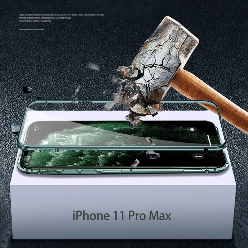 Магнитный чехол для iPhone 11 X Xr Xs Max 6 6s 7 8 Plus, противоударный чехол для iPhone 11 Pro Max, задняя крышка из закаленного стекла