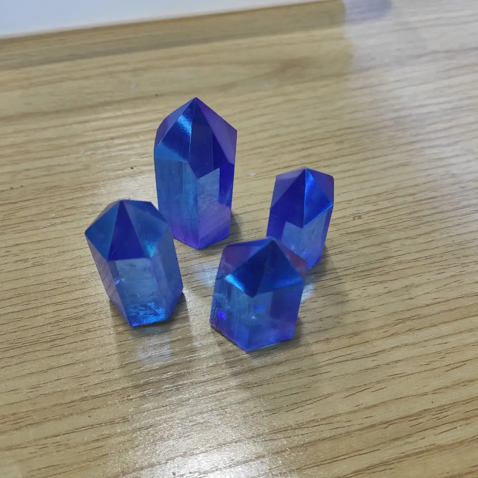 

500-800g Natural Crystal Column Electroplating Wand Point Healing Stones Aquarium Crafts Making Ornaments Home Decor