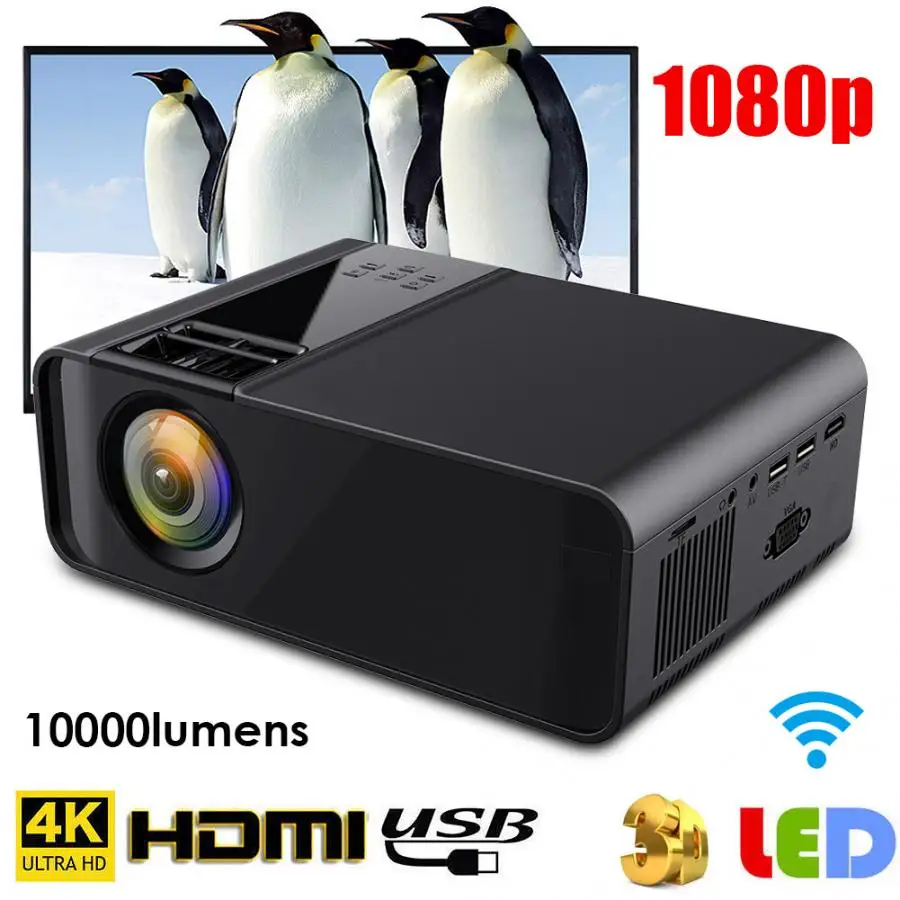 Портативный 4K светодиодный смарт проектор 1080P домашний кинотеатр Bluetooth Wi Fi для
