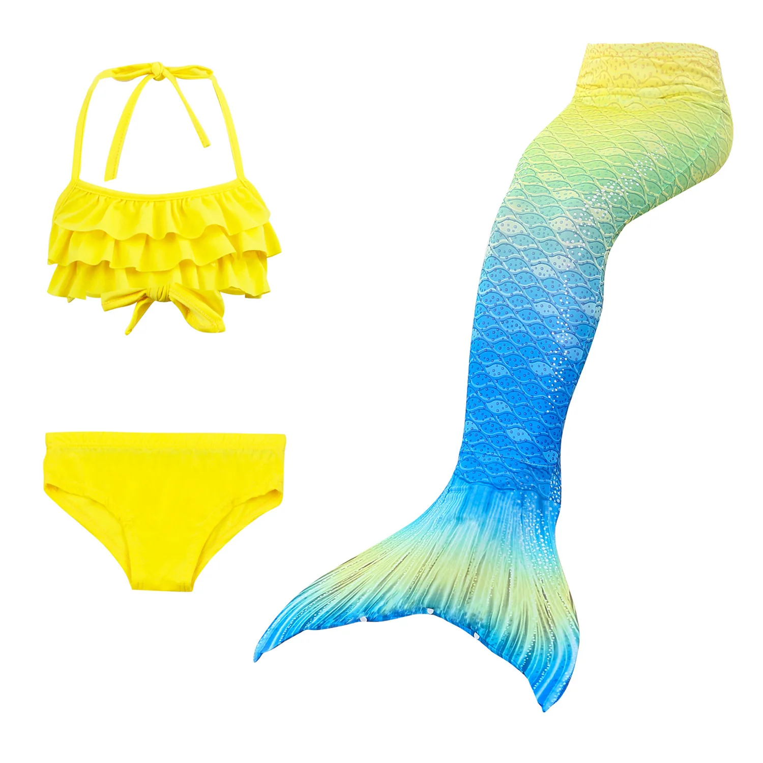 3PCS SET NO MONOFIN Детский купальный костюм; купальный костюм с хвостом русалки; карнавальные костюмы; купальный костюм для девочек; купальный костюм - Цвет: 3PCS SET NO MONOFIN