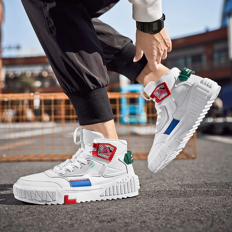 Brand Men's Platform Shoes Sports Boots Genuine Leather Fashion High Men Designer Sneakers Outdoor Mens Trainers Skateboard Shoe