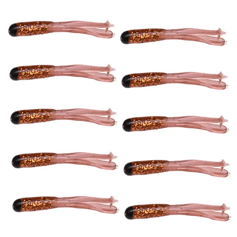 brown JYJ 10 шт. 4,5 см мягкие искусственные Червячные приманки, кальмарная трубка pesca isca Рыбная приманка вобблер для ловли карпа - Цвет: brown