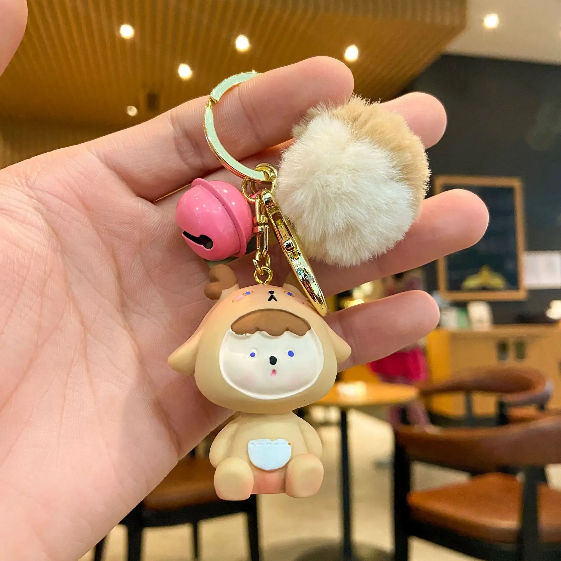 

Mini Rabbit Keychain Rabbit Fur Pompom Key Chains Women Bags Decorative Pendant Car Keys Accessories Baby Plush Toys