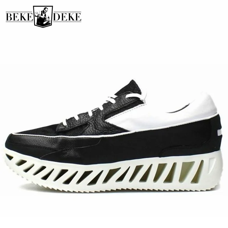 Мужские сетчатые кроссовки черные дышащие из натуральной воловьей кожи на