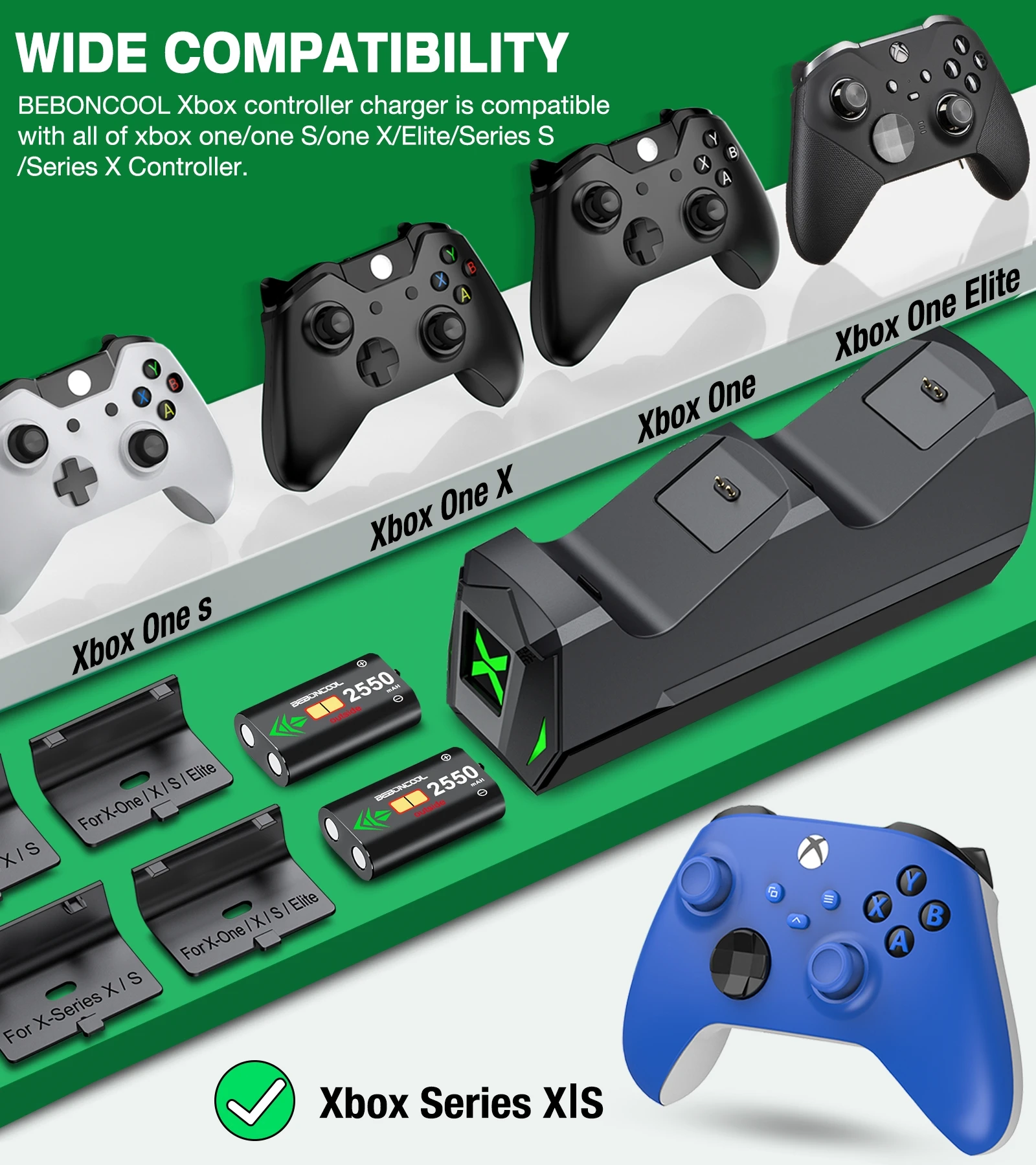 Зарядное устройство для контроллеров Xbox seсовершены X/Xbox S с 4 шт. батарей