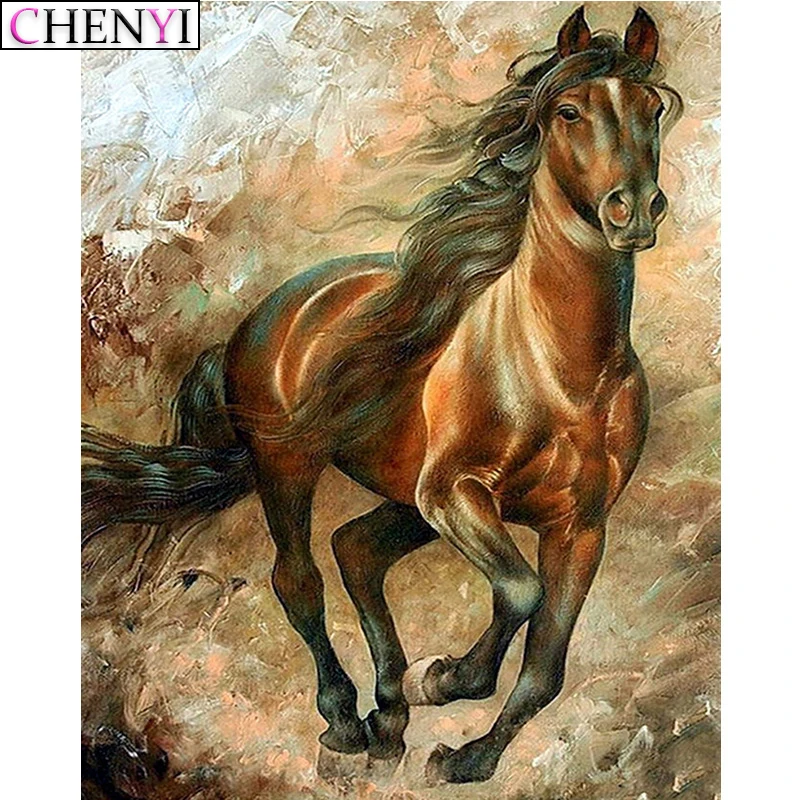 

CHENYI 5D DIY Full Circular Diamond Painting Cross Stitch Animal Horse 3D Embroidery Diamond Mosaic Rhinestones Decoration Home