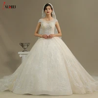 robe de mariee real photos big ball long wedding dresses with sleeveless lace o neck wedding dresses mariage bridal gown