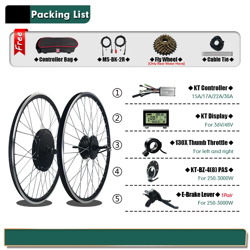 

Ebike Conversion Kit 36V 350W 500W 48V 1000W 1500W Front/Rear Wheel Hub Motor 20-29inch/700C For Electric Bicycle Conversion Kit