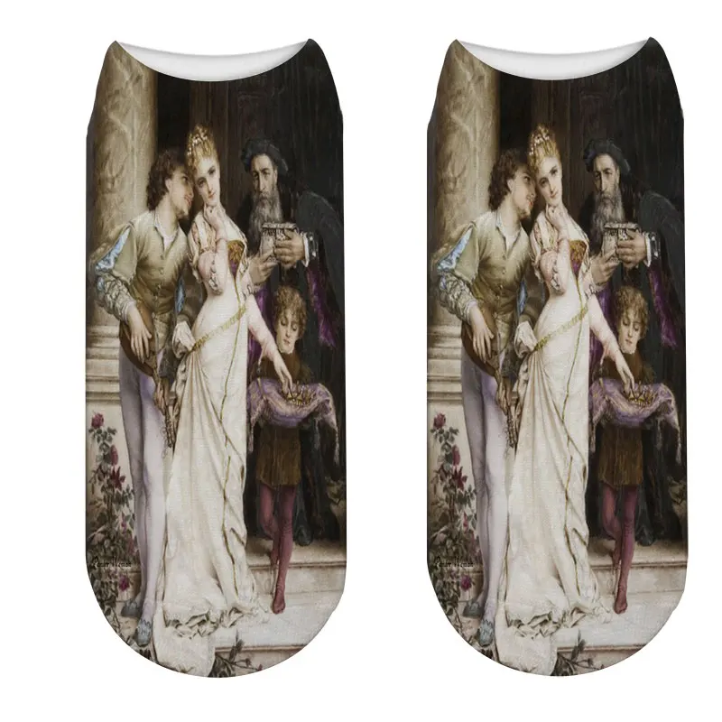 

Hot Sale Classic Painting Retro Ankle Socks Women Personality Art Van Gogh Mural World Famous Painting Female Sock Oil Socks