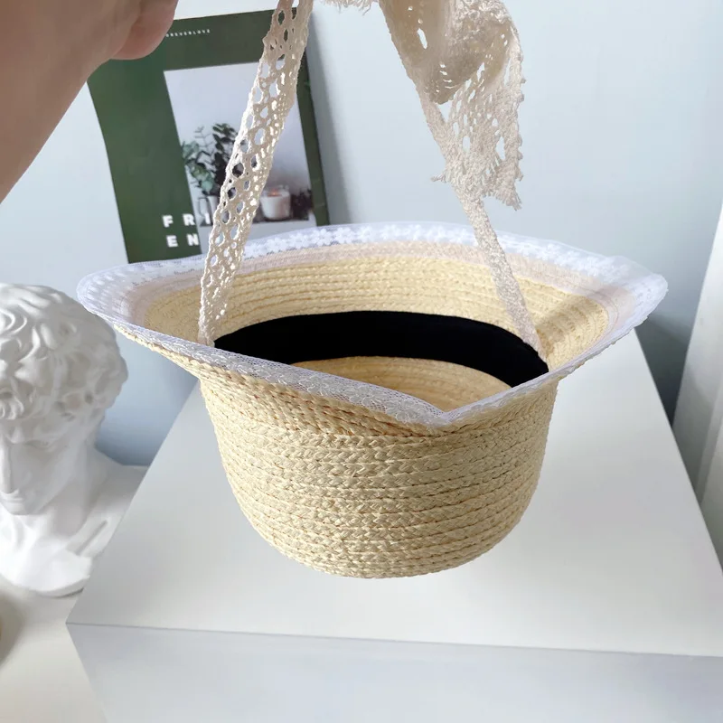 

Lolita style hat White Lace Natural Raffia hat summer Fisherman's hat-Sun Protective TRAVEL Visors Wide Brim Sun Hat