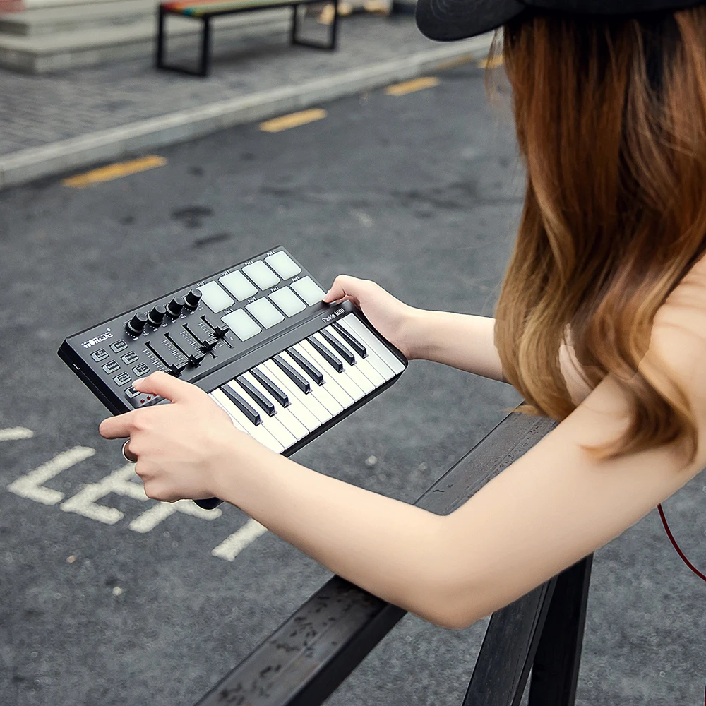 Worlde Panda MIDI Keyboard Controller Mini 25-Key USB and Drum Pad Professional Musical instruments HOT | Спорт и развлечения