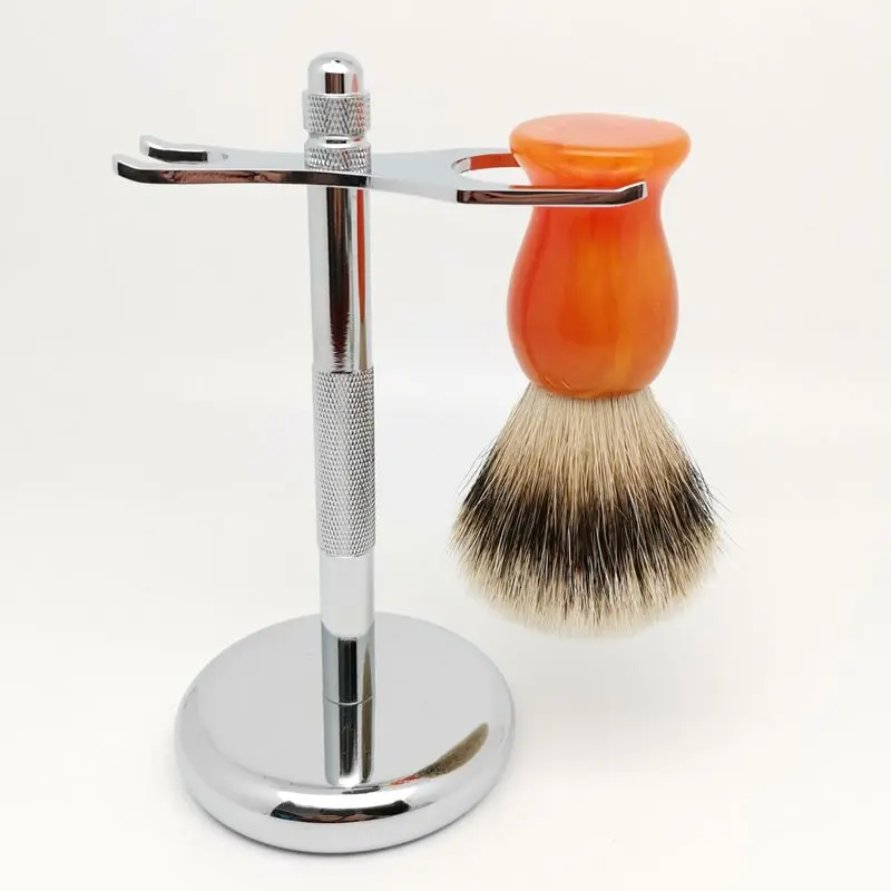 TEYO Shaving Brush and Shaving Stand Set Super Silvertip Badger Hair Brush Perfect for Wet Shave Soap