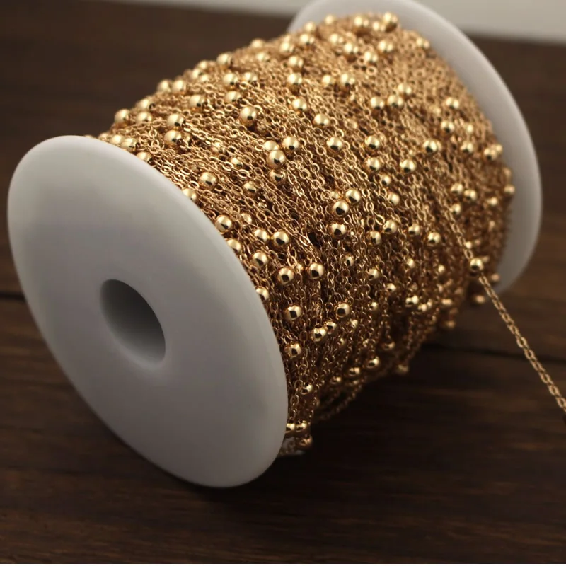 Плоская цепь с бусинами 4 мм для изготовления ювелирных изделий своими руками