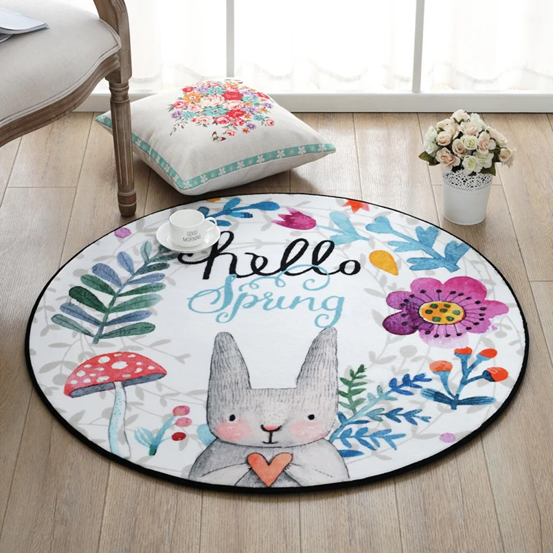 

Cute Floor Carpet For Living Room Cartoon Rabbit Round Anti-slip Carpet Circular Rugs For Bathroom Round Children's Room Carpet