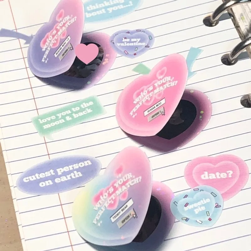 

Cute Heart Shape Photo Frame Decorative Stickers Creative Aesthetics DIY Manual Diary Album Scrapbook Sticker Kawaii Stationery
