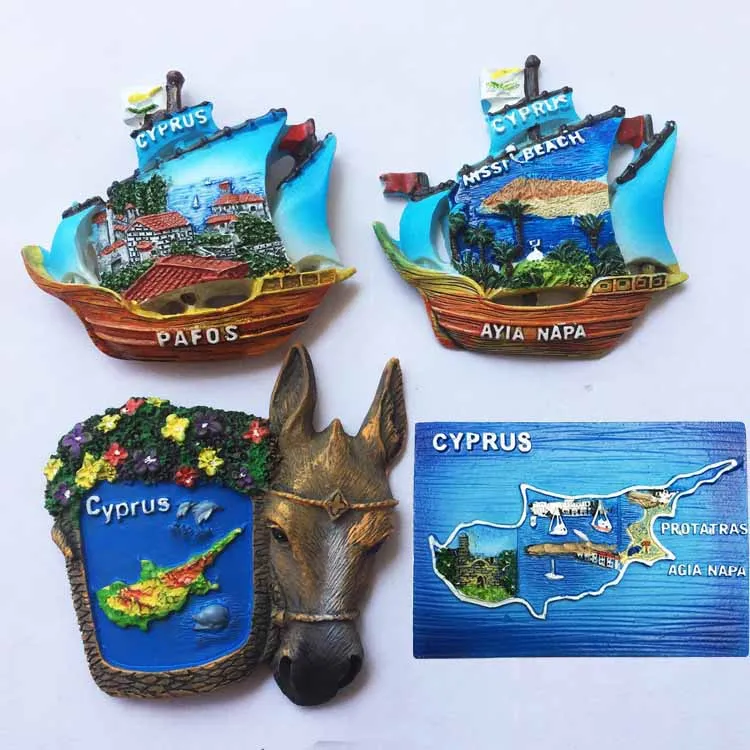 

QIQIPP Cyprus three-dimensional scenery tourist souvenir set magnetic refrigerator creative decoration collection gift