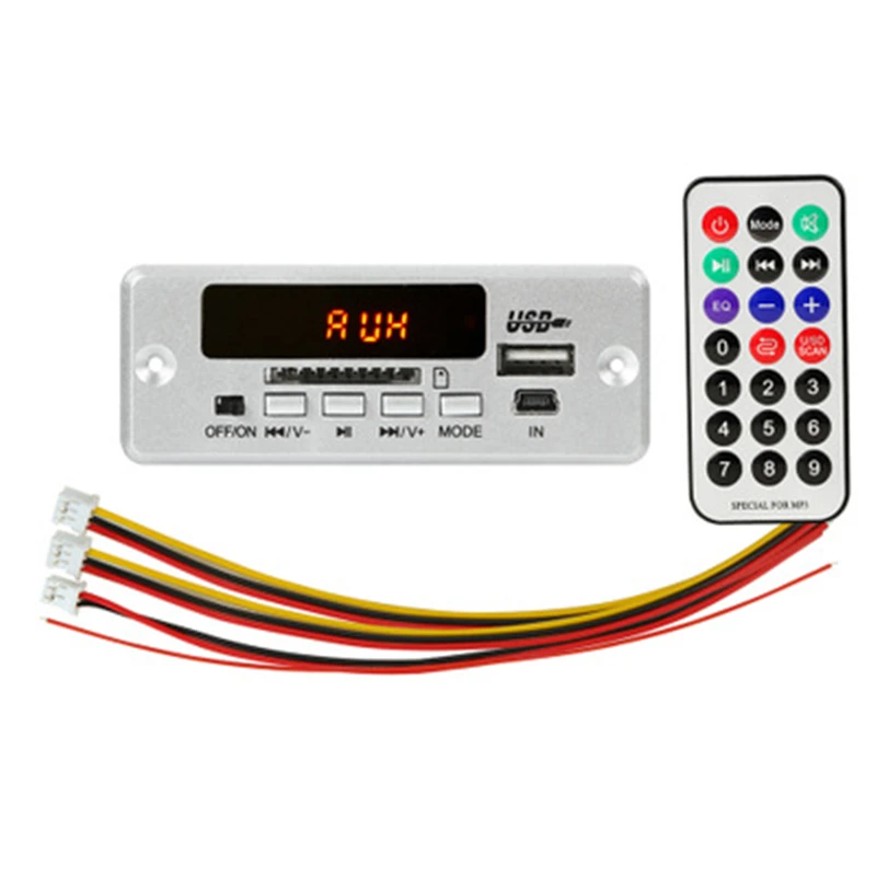DC 5V/12V цифровые часы Bluetooth MP3 декодирующая плата с 2*3 Вт усилитель Перезаряжаемые SD