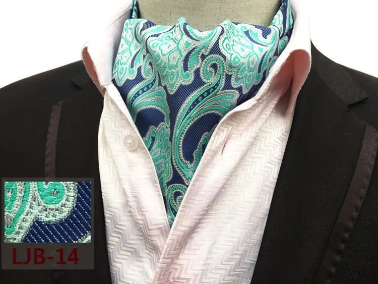 

New Design Men's Ascot Mint Green Floral Pattern Cravat Tie for Man