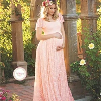 plus size maternity dress lace dress summer dress pregnant woman ruffled short sleeved one piece long dress large swing dress