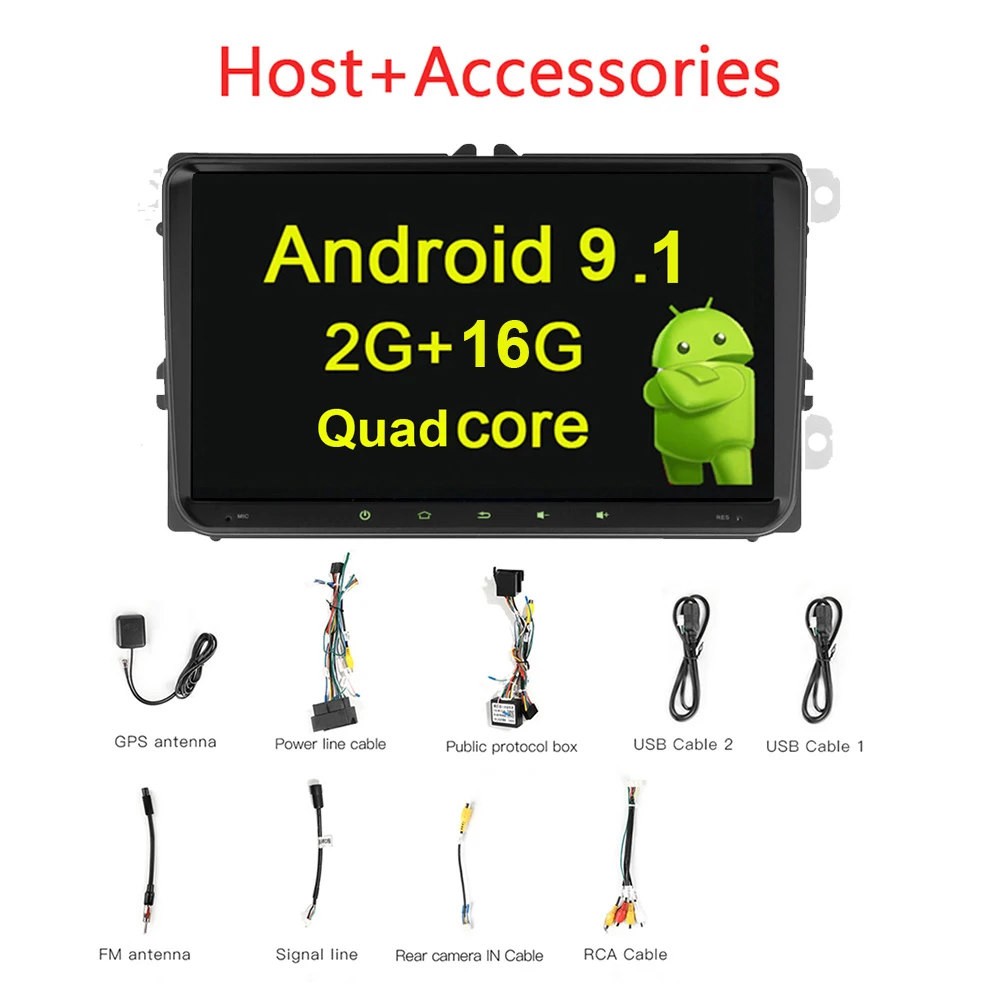 2 16G No Camera 9 дюймов 2 din Android 9,1 автомобильный стерео мультимедийный плеер gps навигация для VW Volkswagen Golf/Polo/Tiguan/Passat/b7/b6 Автомагнитола - Цвет: 2 16G No Camera