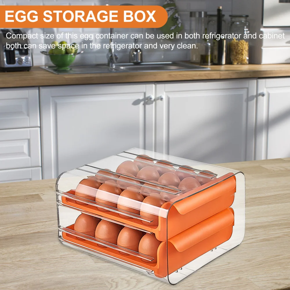 

32 Grids Storage Box Double-layer Drawer Type Egg Box Transparent Egg Container