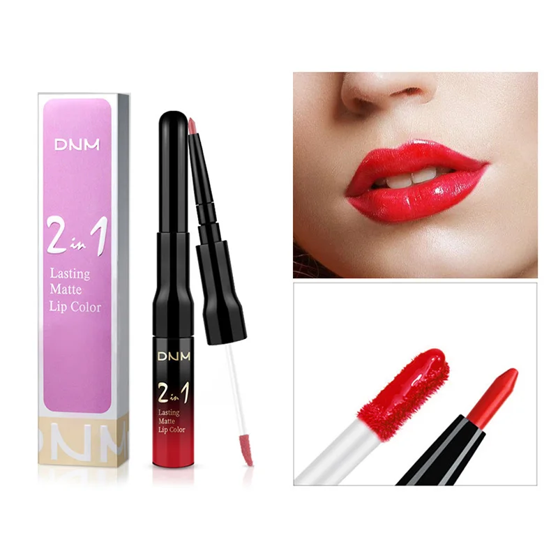 

Double Head Matte 2 In 1 Lip Gloss Lasting Easy To Wear Nonstick Cup Lip Makeup Miscible Pigments Lip Liner Lipstick Cosmetics