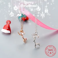 popular 925 sterling silver ladies necklaces cute christmas deer pearl clavicular chain fashion jewelry christmas gift