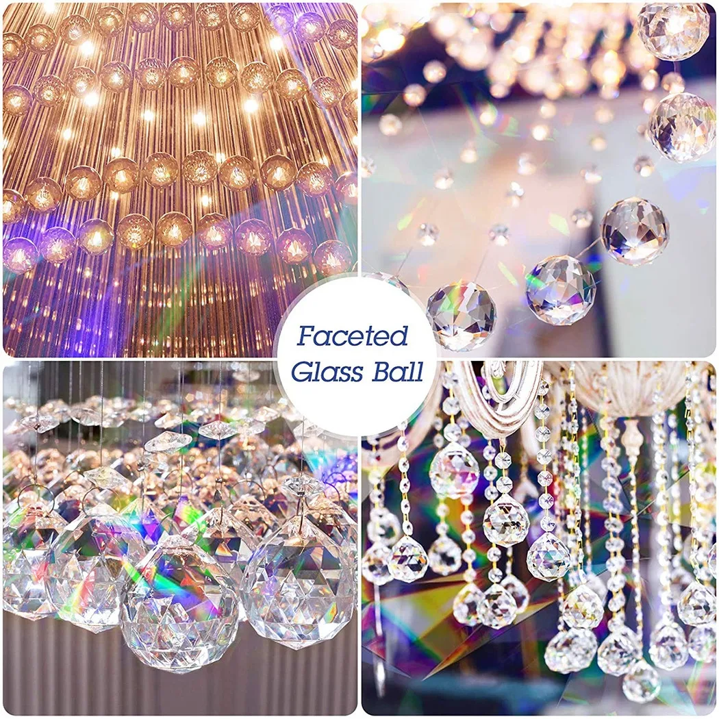 

3X Colorful 40mm Crystal Ball Chandelier Pendant Rainbow Hanging Ornament Crystal Pendants Rainbow Reflection