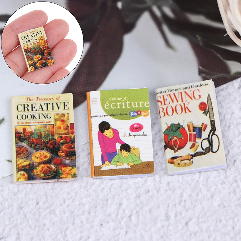 

3Pcs 1/12 Miniature Scene Model Dollhouse Mini Cook Study Book Paper Notebook Children Toys Birthday Gifts Accessories for Doll