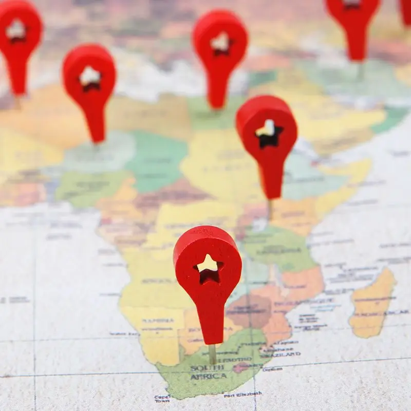 40 Pcs Map Markers Wooden Drawing Photo Wall Studs Cork Board Pins Thumbtack Pushpins Painting Tool M5TB | Канцтовары для офиса и