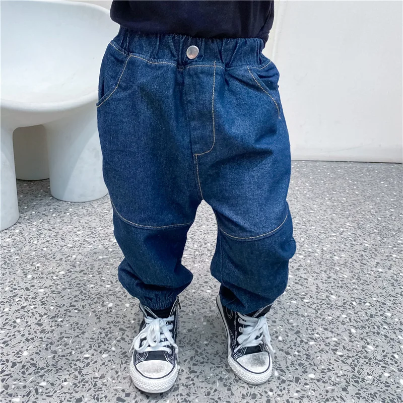 

DFXD Boys Jeans Winter Elastic Waist Plus Velvet Loose Denim Trousers Korean Style Thick Harem Pants Toddler Clothes For 1-7Yrs